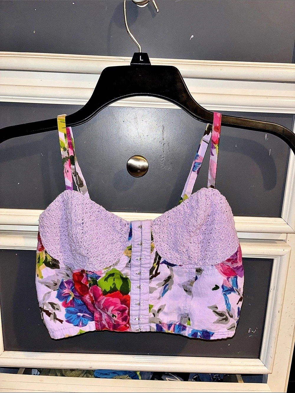 Floral Crop Top in Purple Size Small